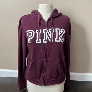 Victoria’s Secret PINK lightweight zip up hoodie maroon sz S